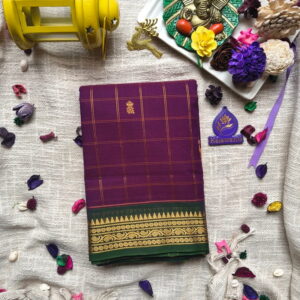 Checked-Cotton-Saree-–-80-Count-with-Putta-Purple-Green-Zari-Border-Cotton-Saree-chettinadu-cotton-saree-for-sale-chennai-kerala-karnataka-bangalore-tirupathi