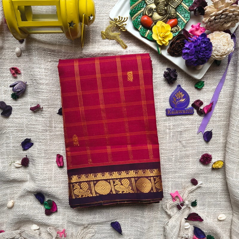 Checked Cotton Saree – 80 Count with Putta Red Cotton Saree with Maroon zari Border with blouse-saree fashion-trendy saree-youngster trendy saree-chennai-kerala-mumbai-karnataka Checked-Cotton-Saree-–-80-Count-with-Putta-Red-Cotton-Saree-with-Maroon-zari-Border-with-blouse-saree-fashion-trendy-saree-youngster-trendy-saree-chennai-kerala-mumbai-karnataka