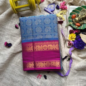 Kanchi-Cotton-Saree-Kanchi-cotton-1000-putta-saree-thousand-butta-kanchi-cotton-saree-chennai-kanchipuram-madurai-krishnagiri-hosur-cotton-saree-sale-Mayil-putta-Sky Blue & Magenta-saree