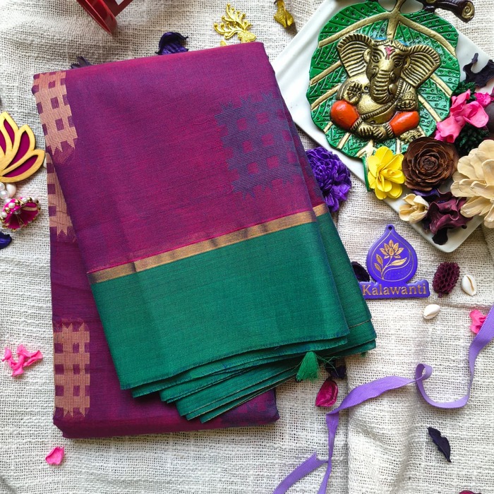 Chettinadu Cotton Saree 80 count –deep Magenta & peacock Green With Blouse-No Zari-online-buy from Chennai-mumbai-kerala-kochi-palakad-tirupathi Chettinadu-Cotton-Saree-80-count-–deep-Magenta-peacock-Green-With-Blouse-No-Zari-online-buy-from-Chennai-mumbai-kerala-kochi-palakad-tirupathi