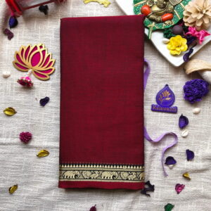 Deep-Maroon-Narayanpet-Pure-Cotton-Saree-with-Elephant-Border-and-Running-Blouse-Pure-Cotton-saree-best-trending-cotton-saree-chennai-mumbai-pune-karnataka