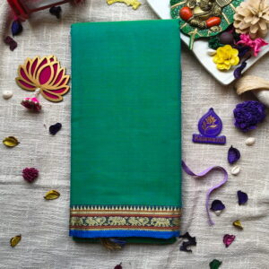 Green-Narayanpet-Pure-Cotton-Saree-with-Elephant-Border-and-Running-Blouse-Small-Border-chennai-palakad-karur-bangalore