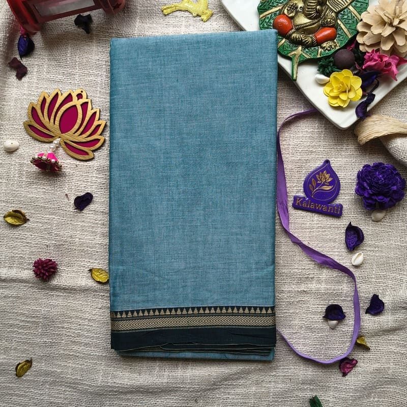 Sky blue Narayanpet-Pure-Mercerised-cotton-Handloom-Saree-With-Running-Narayanpet-small-border-sarees-chennai-mumbai-bangalore-kerala-pune-mumbai-rotated