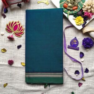 Blue Narayanpet Pure Mercerised cotton Handloom Saree With Running-Narayanpet small border sarees-chennai-mumbai-bangalore-kerala-pune-mumbai