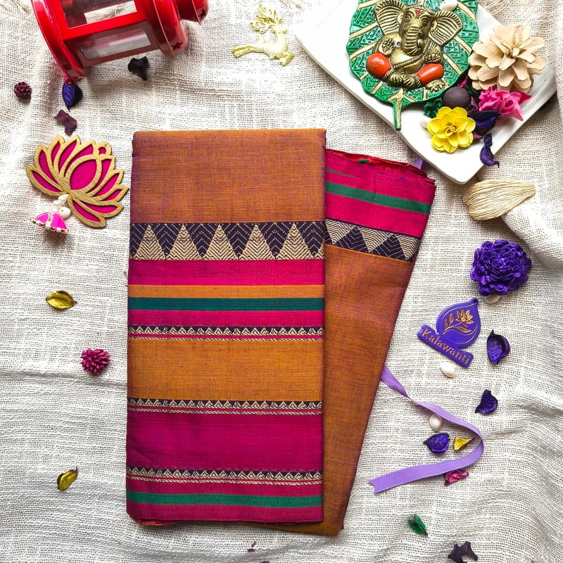 Rust Orange Narayanpet Pure Cotton Handloom Saree with Magenta Contrast Border with Blouse-krishnagiri-bangalore-hosur-chennai-mumbai-pune-coimbatore-vellore Rust-Orange-Narayanpet-Pure-Cotton-Handloom-Saree-with-Magenta-Contrast-Border-with-Blouse-krishnagiri-bangalore-hosur-chennai-mumbai-pune-coimbatore-vellore