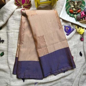 Beige-Silk-Cotton-Saree-with-Contrast-Thread-Border-Blouse-soft-silk-cotton-saree-chennai-mumbai-karnataka-kerala-tanjavur