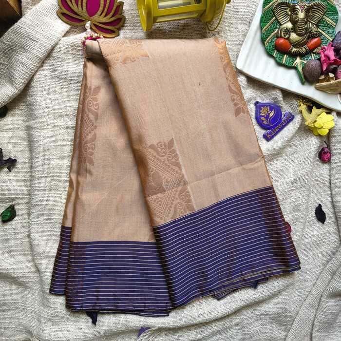 Beige-Silk-Cotton-Saree-with-Contrast-Thread-Border-Blouse-soft-silk-cotton-saree-chennai-mumbai-karnataka-kerala-tanjavur