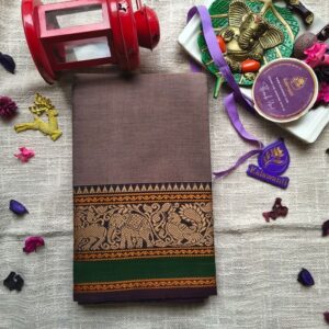 Pure-80-Count-Kanchi-Cotton-Saree-in-Rich-brown-with-Traditional-Zari-Border-Chennai-Tamilnadu-Andhara-karnataka-kerala