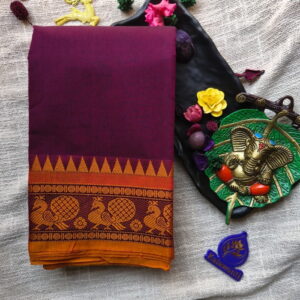 Pure-Kanchi-Cotton-Saree-–-80-Count-Maroon-with-Traditional-Temple-Zari-Border-Chennai-Tamilnadu-Andhara-karnataka-kerala