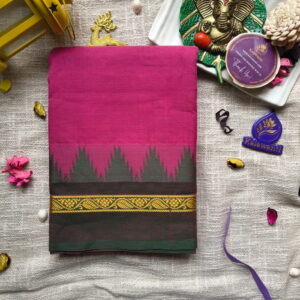 Pure-80-Count-Kanchi-Cotton-Saree-Rich-Rani-Pink-with-Temple-Border-Blouse-Chennai-Tamilnadu-Andhara-karnataka-kerala