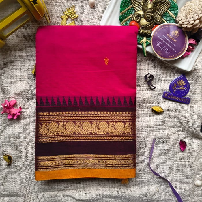 Pure-80-Count-Kanchi-Cotton-Saree-with-Zari-Border-Blouse-Chennai-Tamilnadu-Andhara-karnataka-kerala